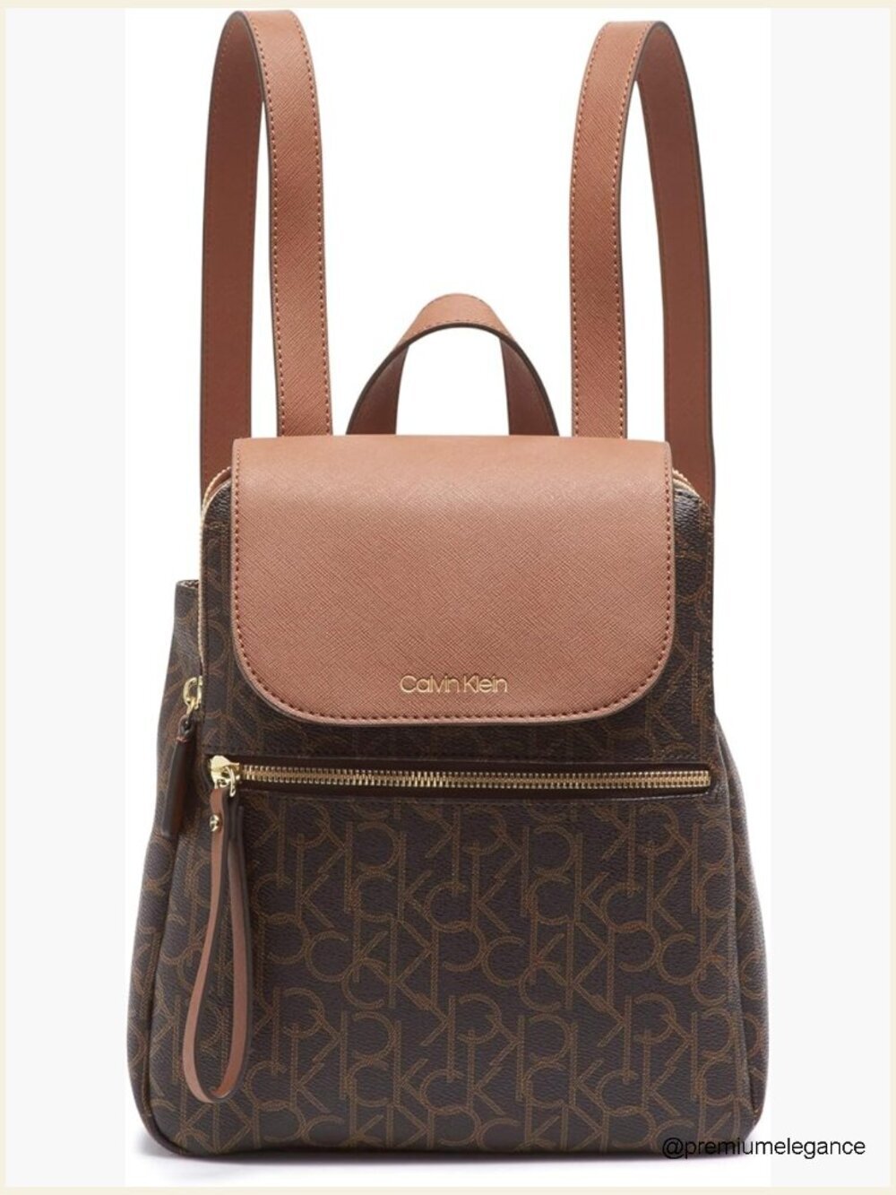 Signature Logo Flap Backpack, Anti-Theft Pocket, Adjustable Straps